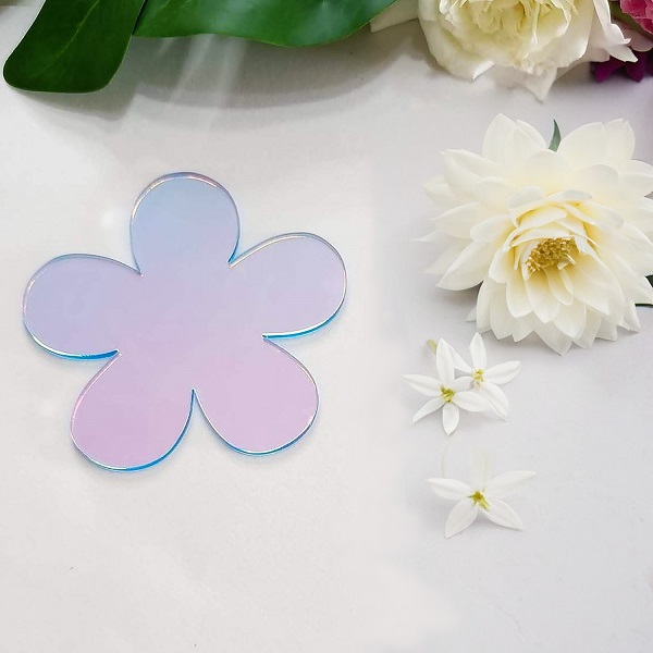 Acrylic Flower Coasters Rainbow Acrylic Coasters Tabletop Decoration