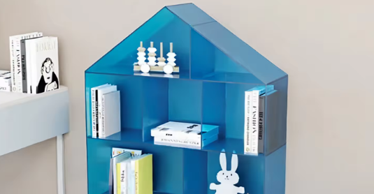 Acrylic Home-Shaped Bookshelf Unveiled