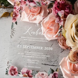 Acrylic Invitations White Printing Hurup Emas Uleman Usaha