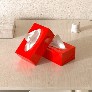 Acrylic tissue boxes are placed on the table for home use