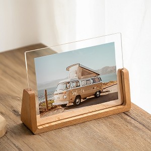 Sign holder with wooden base for home photo frame