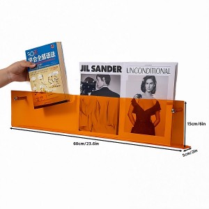 Wall-mounted acrylic transparent bookshelves size