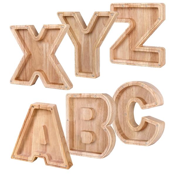 Xinquan Wooden Clear Letter Bank for Boys Girls Kids